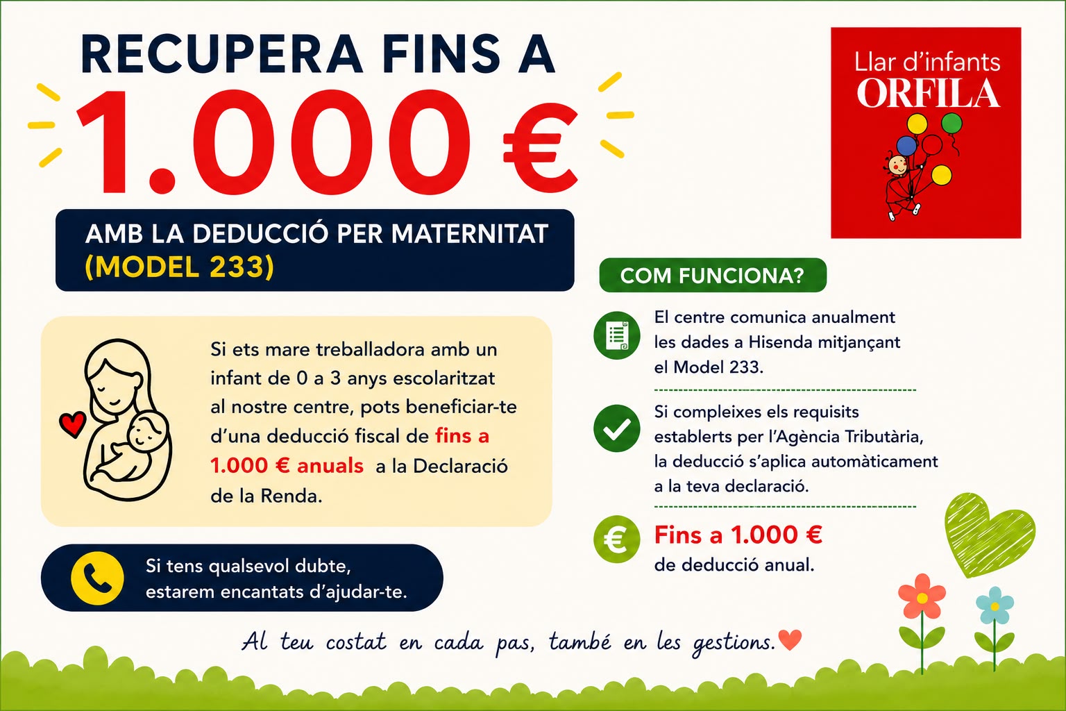 Recupera fins a 1000€ amb la deducció per maternitat